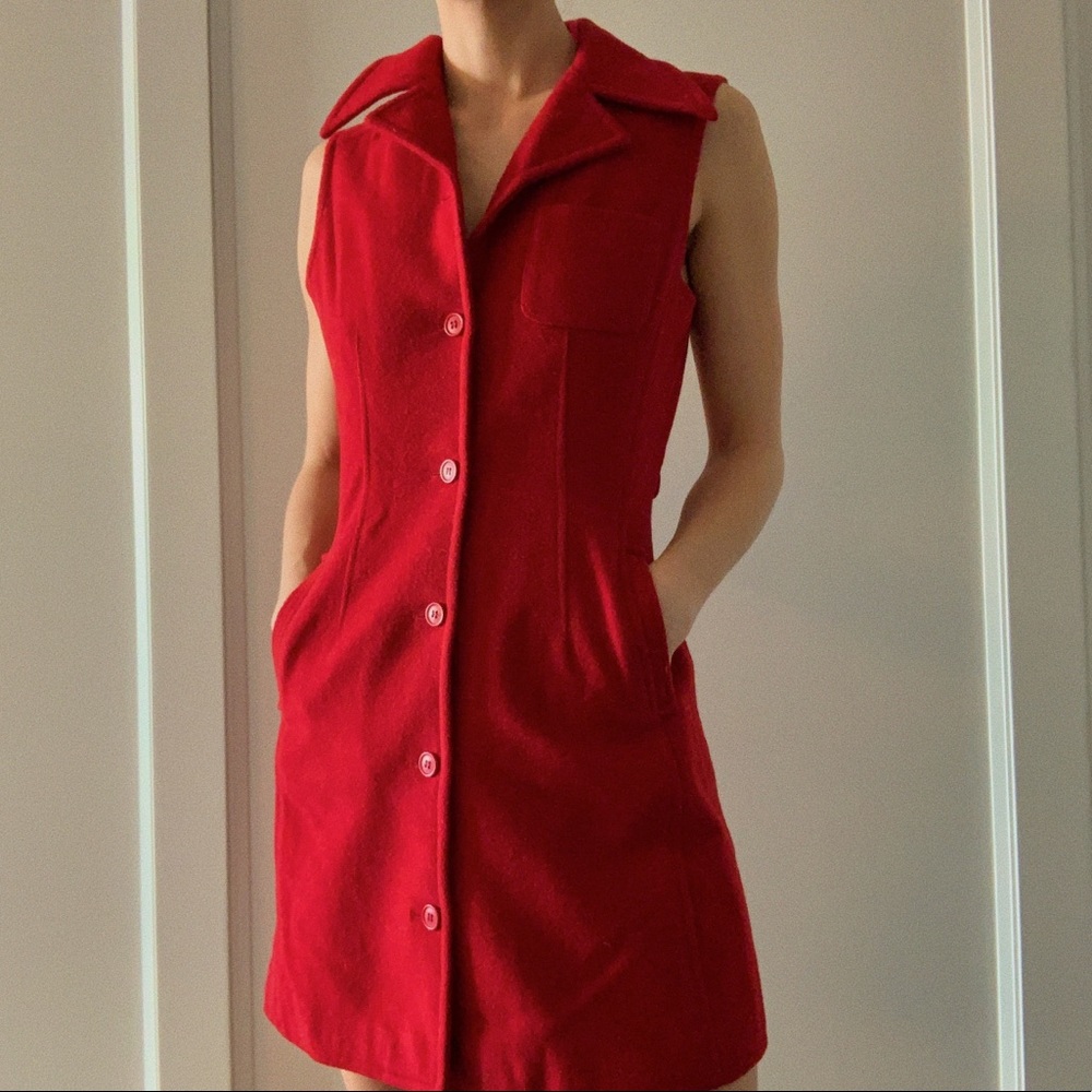 red wool peacoat dress 🍒